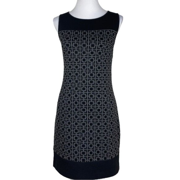 Laundry by Shelli Segal Women’s Gray Geometric Box Print Shift Dress 2/C33 - Picture 1 of 9